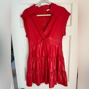 Alice & Olivia Red Leather Dress